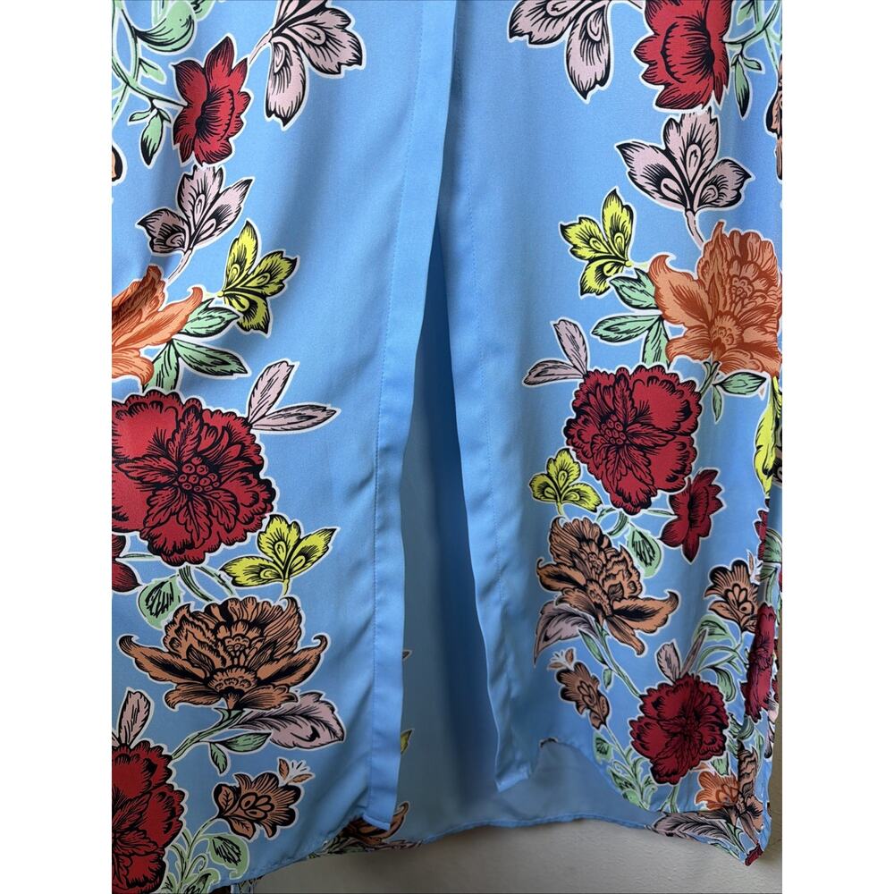 Peter Nygard Long 8 Blue Floral Sleeveless victorian resort vacation Dress vest - Picture 3 of 12